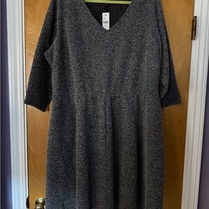 Gray V-Neck Women's Dress